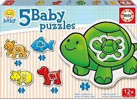 5 baby puzzles animales