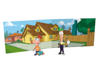 Set de 2 personajes con escenario Phineas y  Ferb