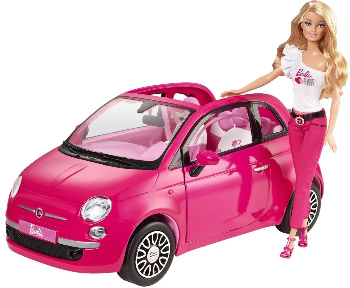 Barbie y su Fiat 500 rosa ( Mattel Y6857 ) imagen a