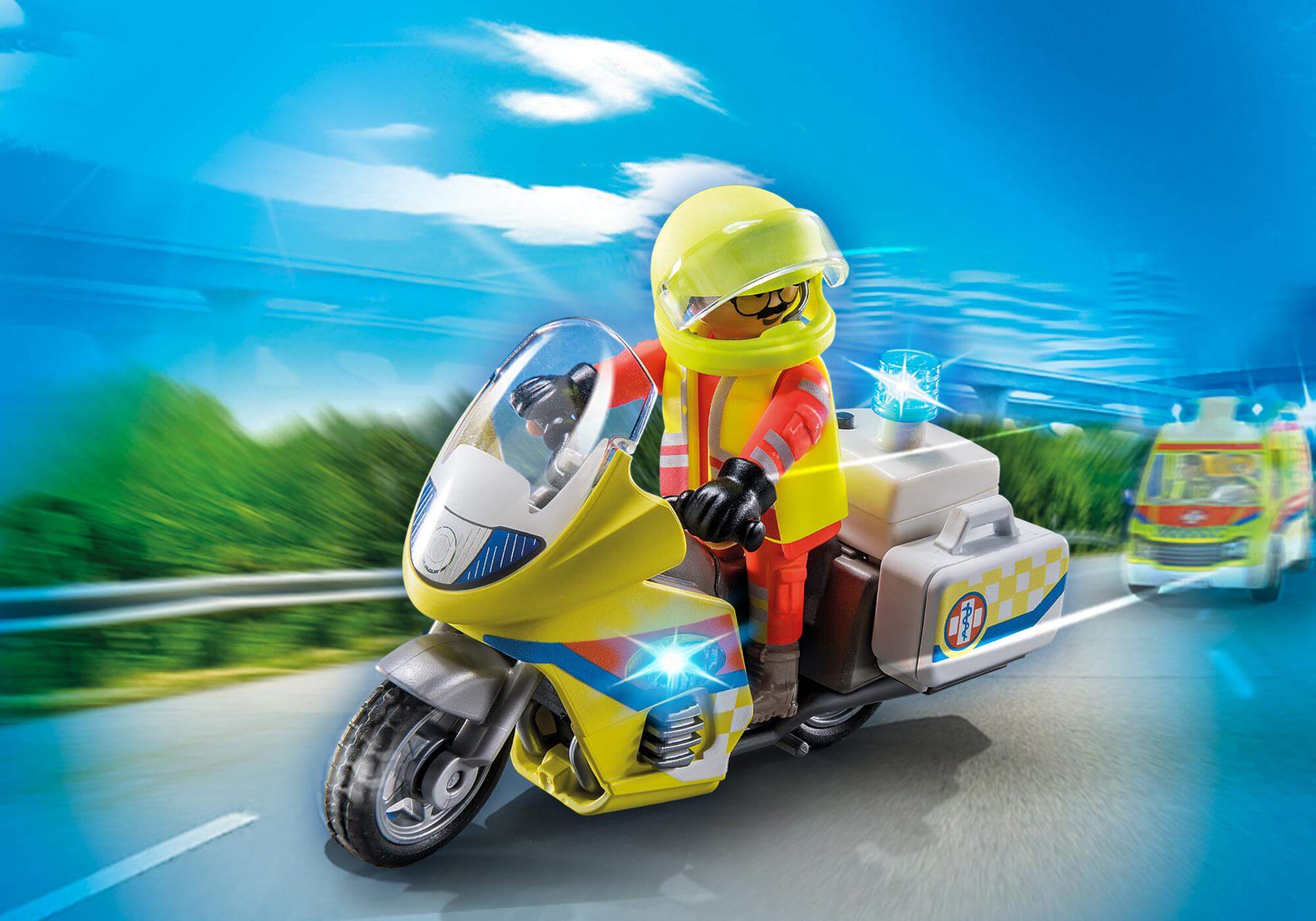 Rescate Medico de urgencias en moto ( Playmobil 71205 ) imagen a