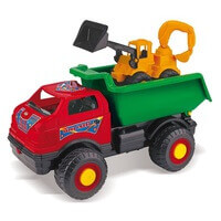 Camión Super Lorry con retroexcavadora