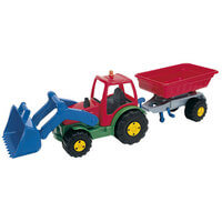 Tractor con pala y remolque volquete