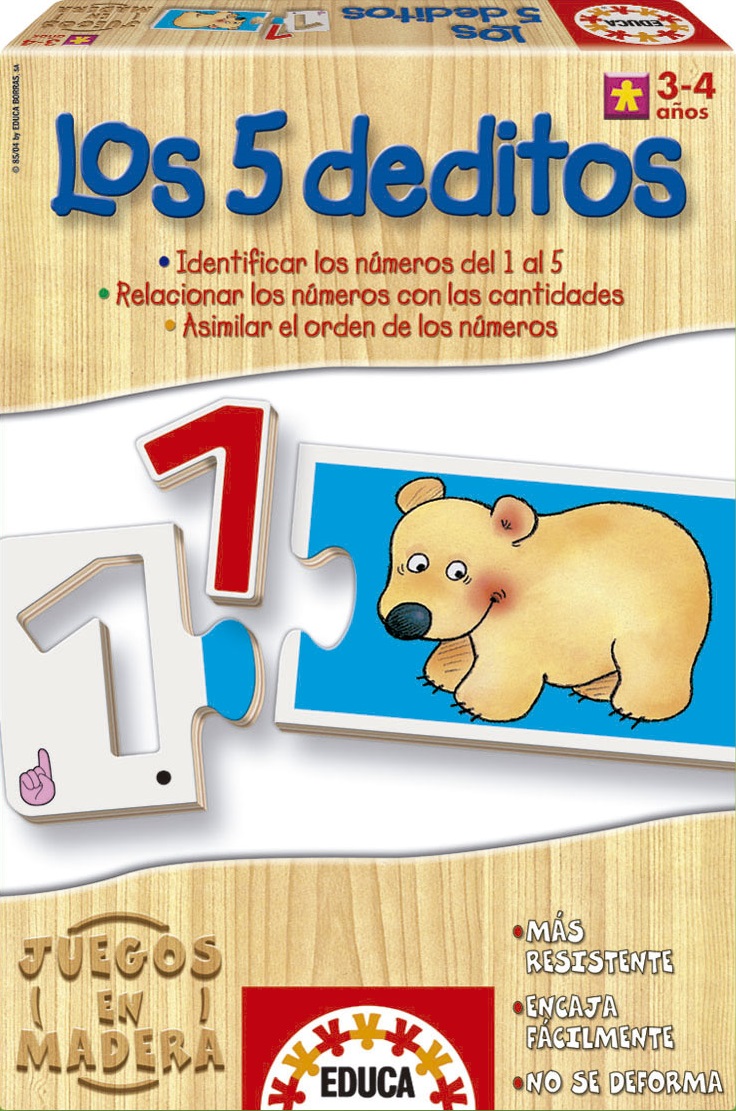 Los cinco deditos. En madera