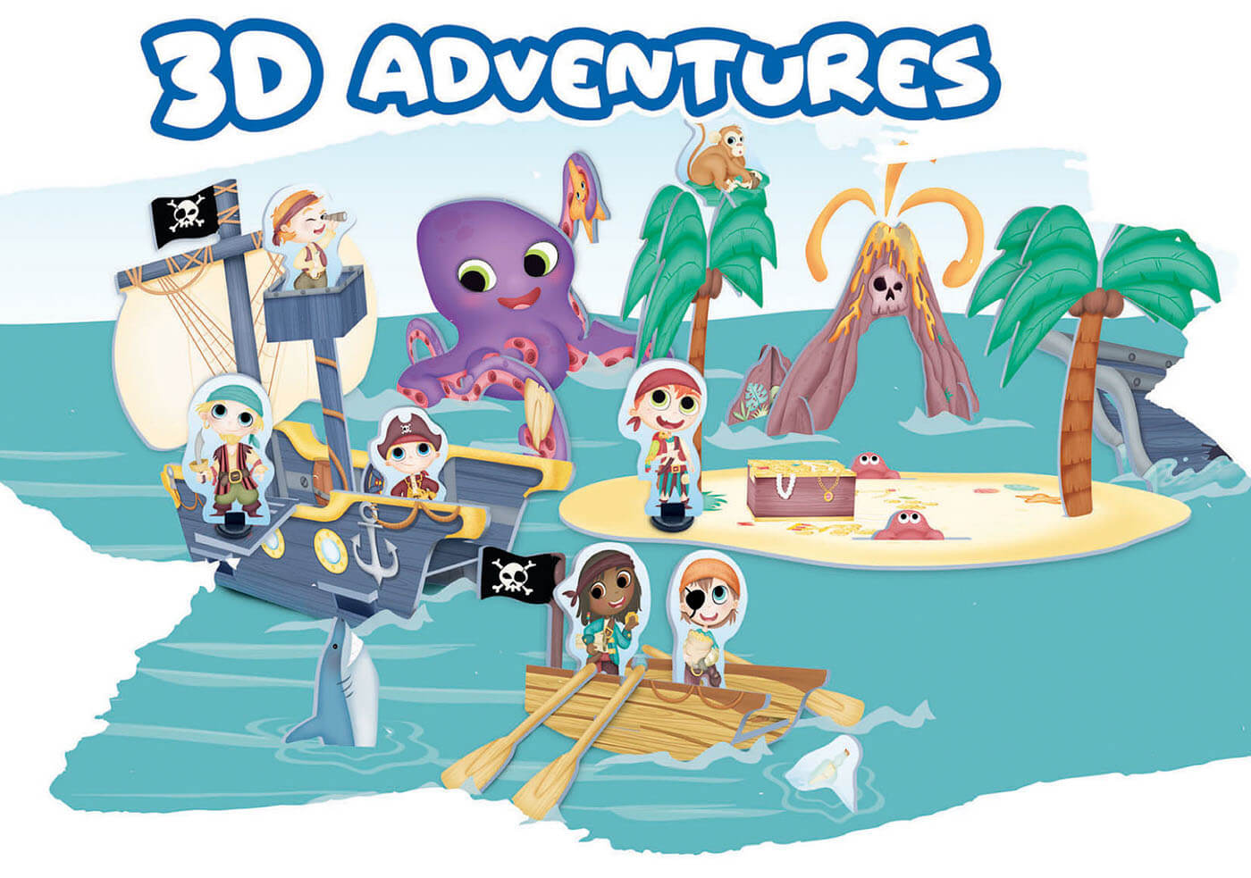3D Adventures Piratas ( Educa 18227 ) imagen a