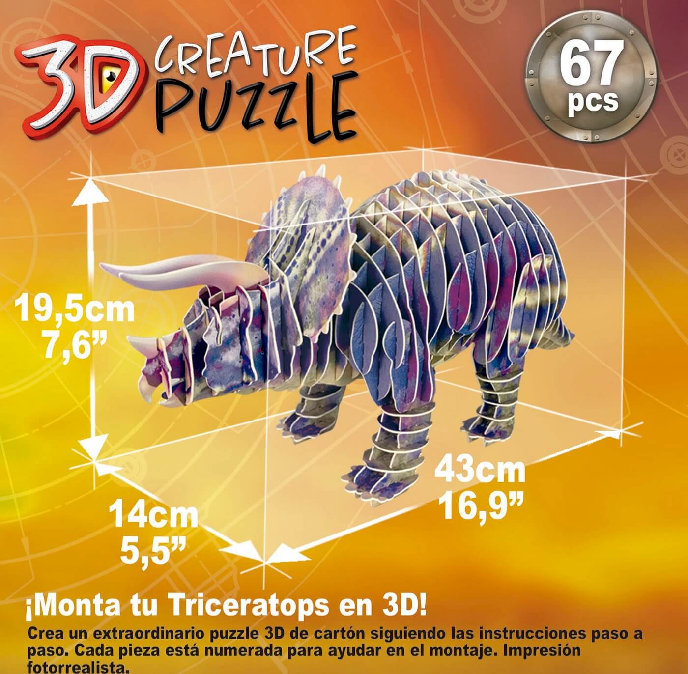 Triceratops 3D Creature Puzzle ( Educa 19183 ) imagen b