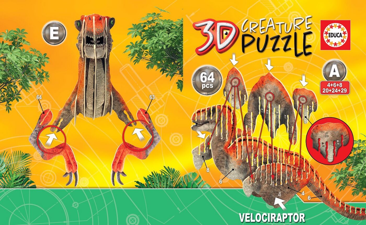 Velociraptor 3D Creature Puzzle ( Educa 19382 ) imagen e