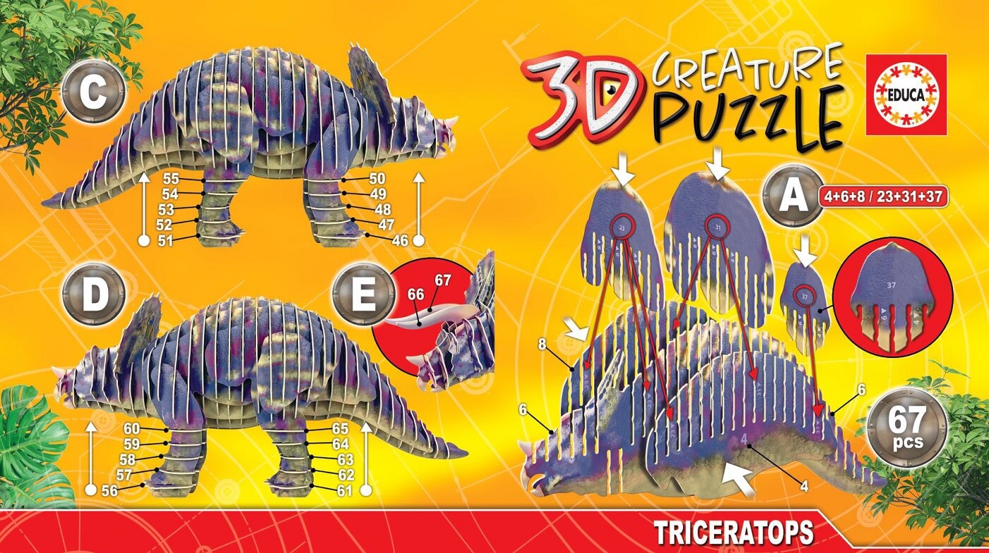 Triceratops 3D Creature Puzzle ( Educa 19183 ) imagen c