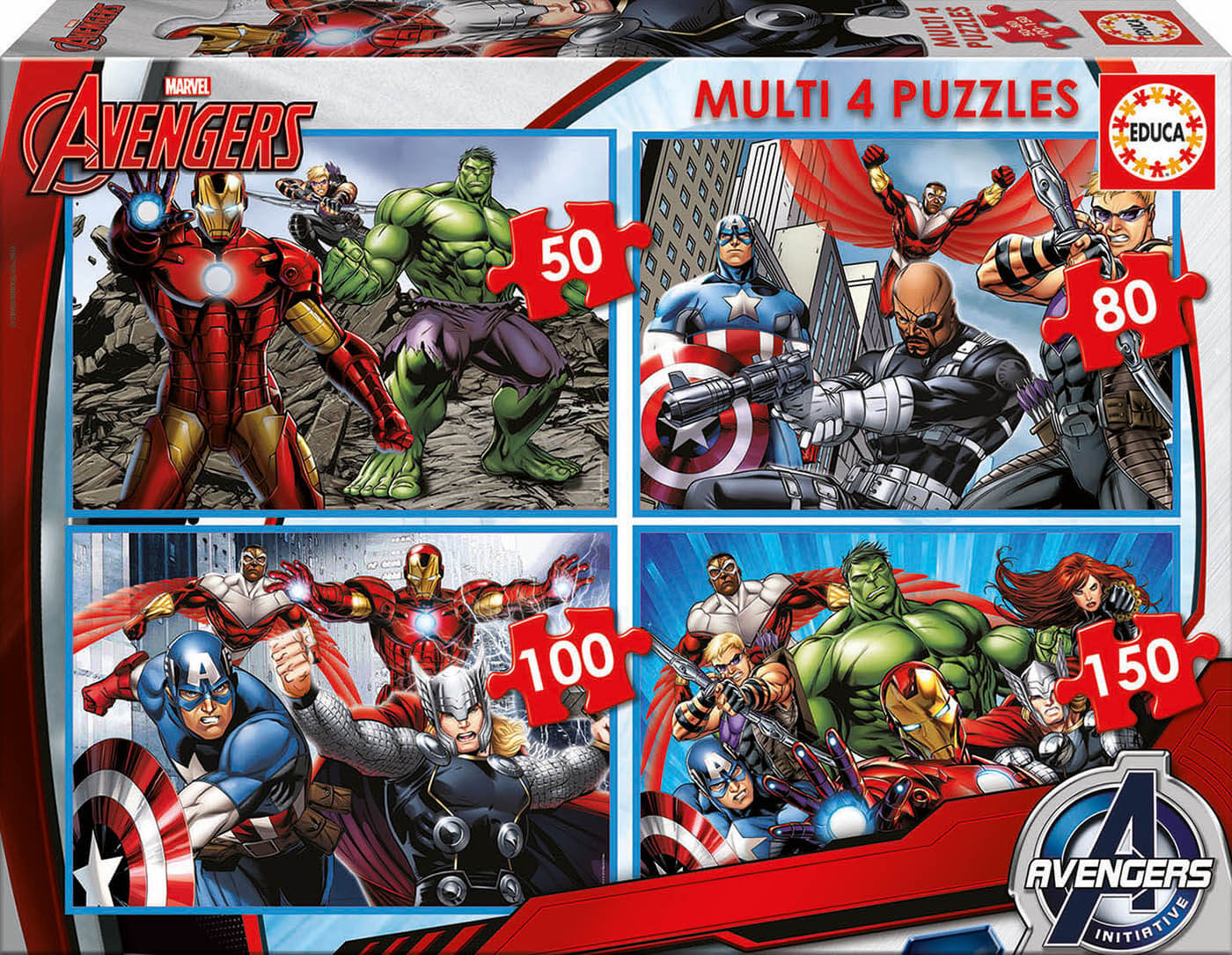 Multi 4 Puzzles 50-80-100-150 Avengers