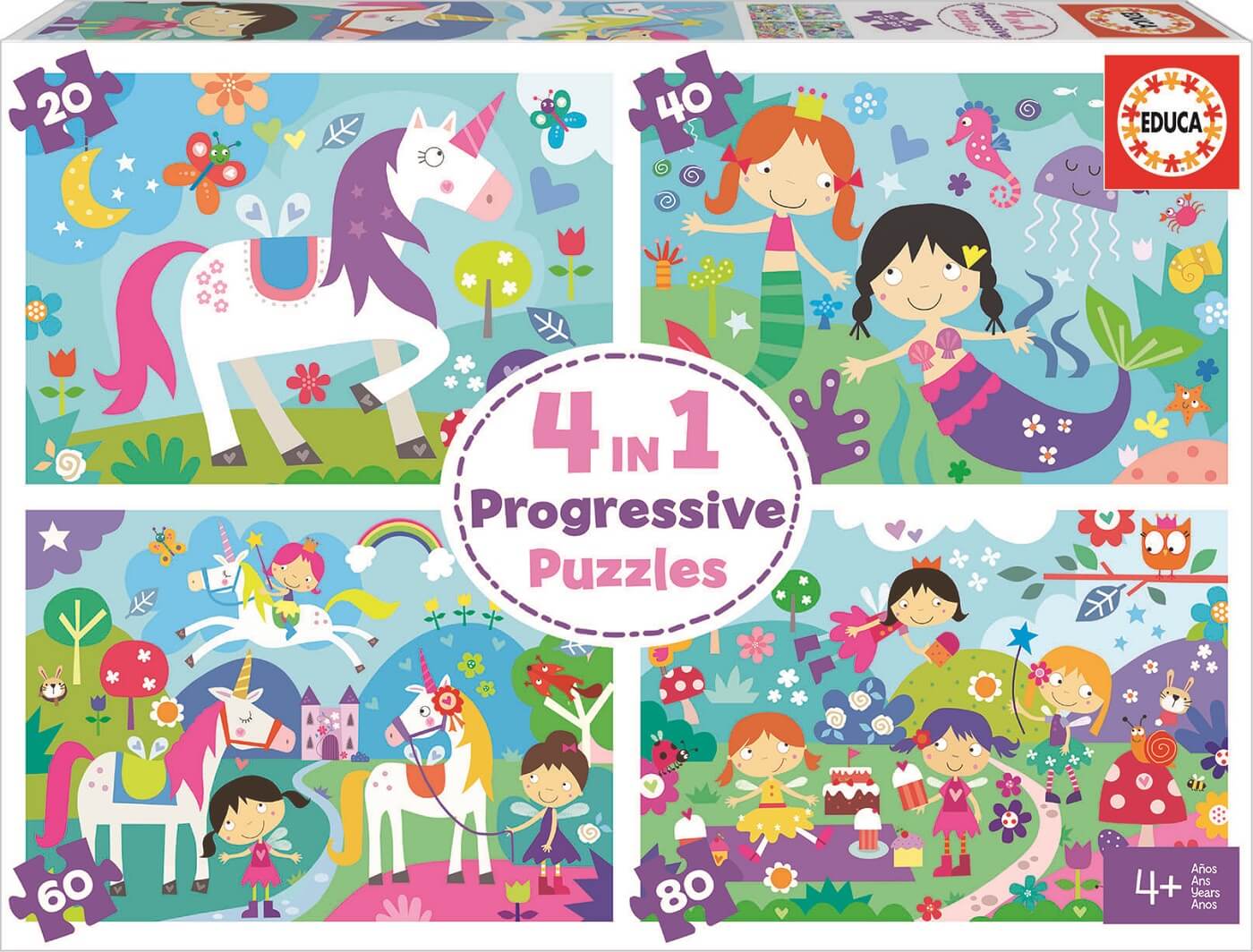 4 in 1 Progressive Puzzles 20-40-60-80 Mundo de fantasia ( Educa 18905 ) imagen b