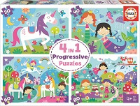 4 in 1 Progressive Puzzles 20-40-60-80 Mundo de fantasia