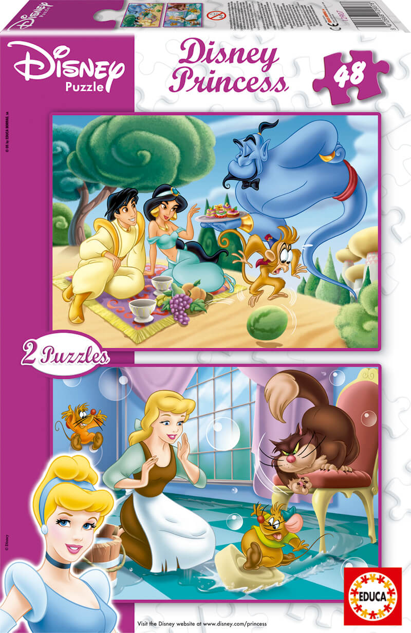 Puzzles Infantiles 2x48 Disney Princess Jazmin Cenicienta (Educa 12907 ...