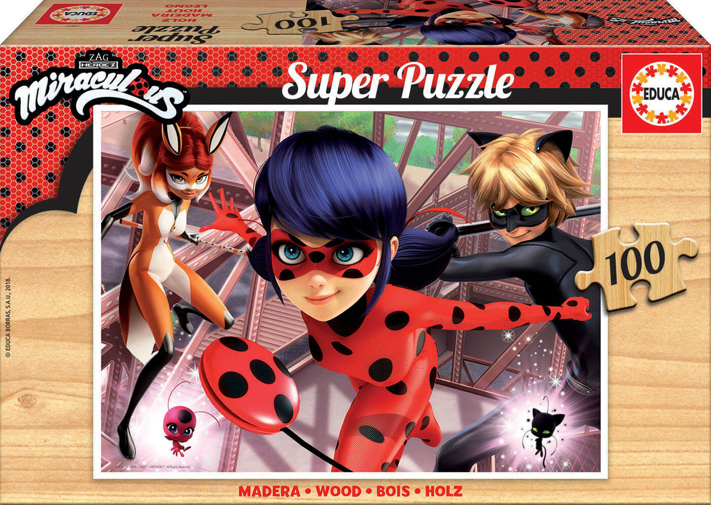 100 Madera Miraculous LadyBug ( Educa 17957 ) imagen b