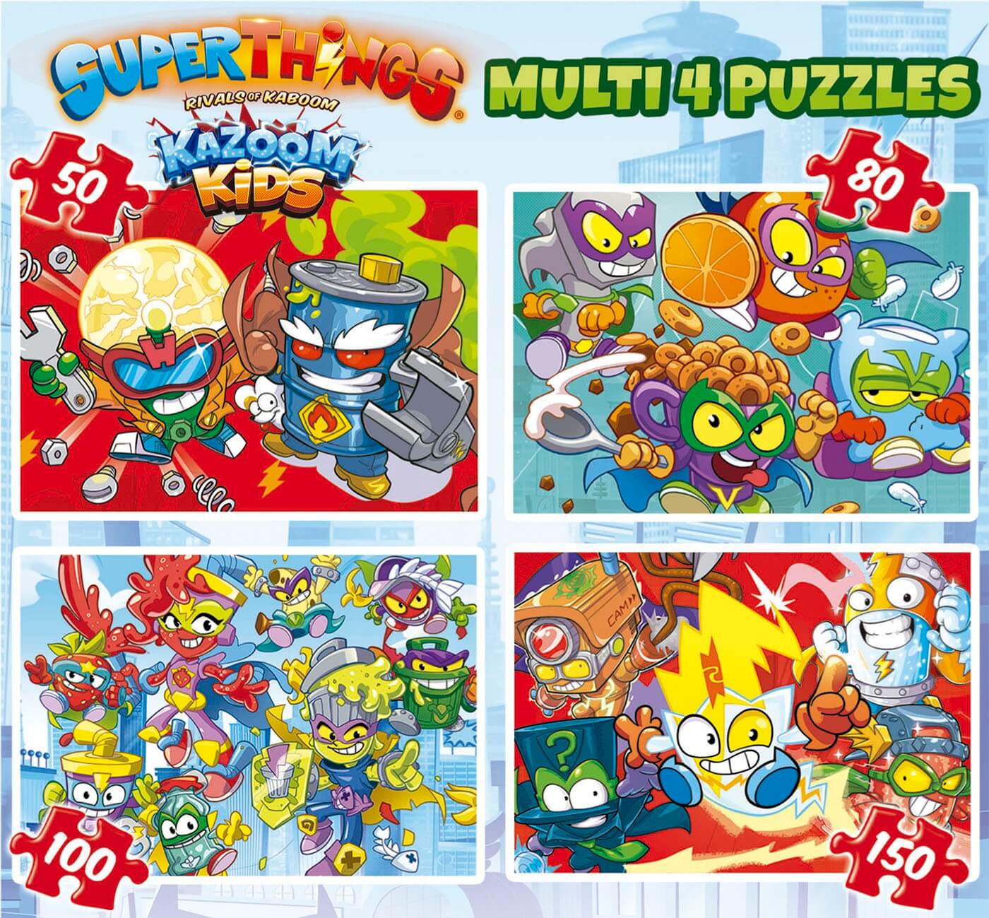 Multi 4 puzzles 50-80-100-150 SuperThings ( Educa 19206 ) imagen a