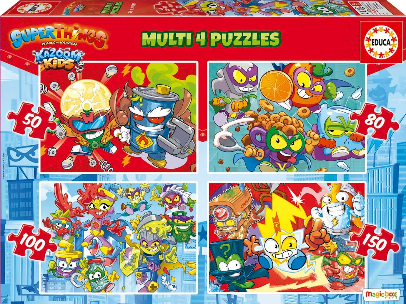 Multi 4 puzzles 50-80-100-150 SuperThings ( Educa 19206 ) imagen b