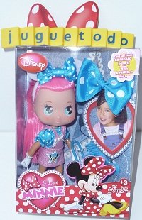Fashion Jeans Muñeca pelo rosa vestido azul