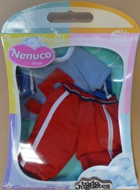 Chandal con pantalón rojo y sudadera azul