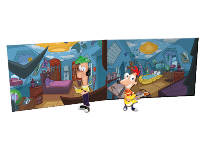 Set de 2 personajes con escenario Phineas con guitarra y  Ferb ( Famosa 7791B ) imagen a