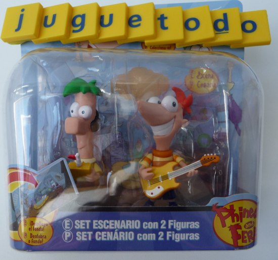 Set de 2 personajes con escenario Phineas con guitarra y  Ferb ( Famosa 7791B ) imagen c