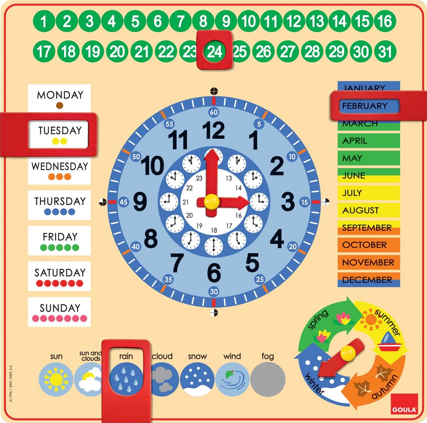 Reloj y Calendario en ingles ( Goula 51307 ) imagen a