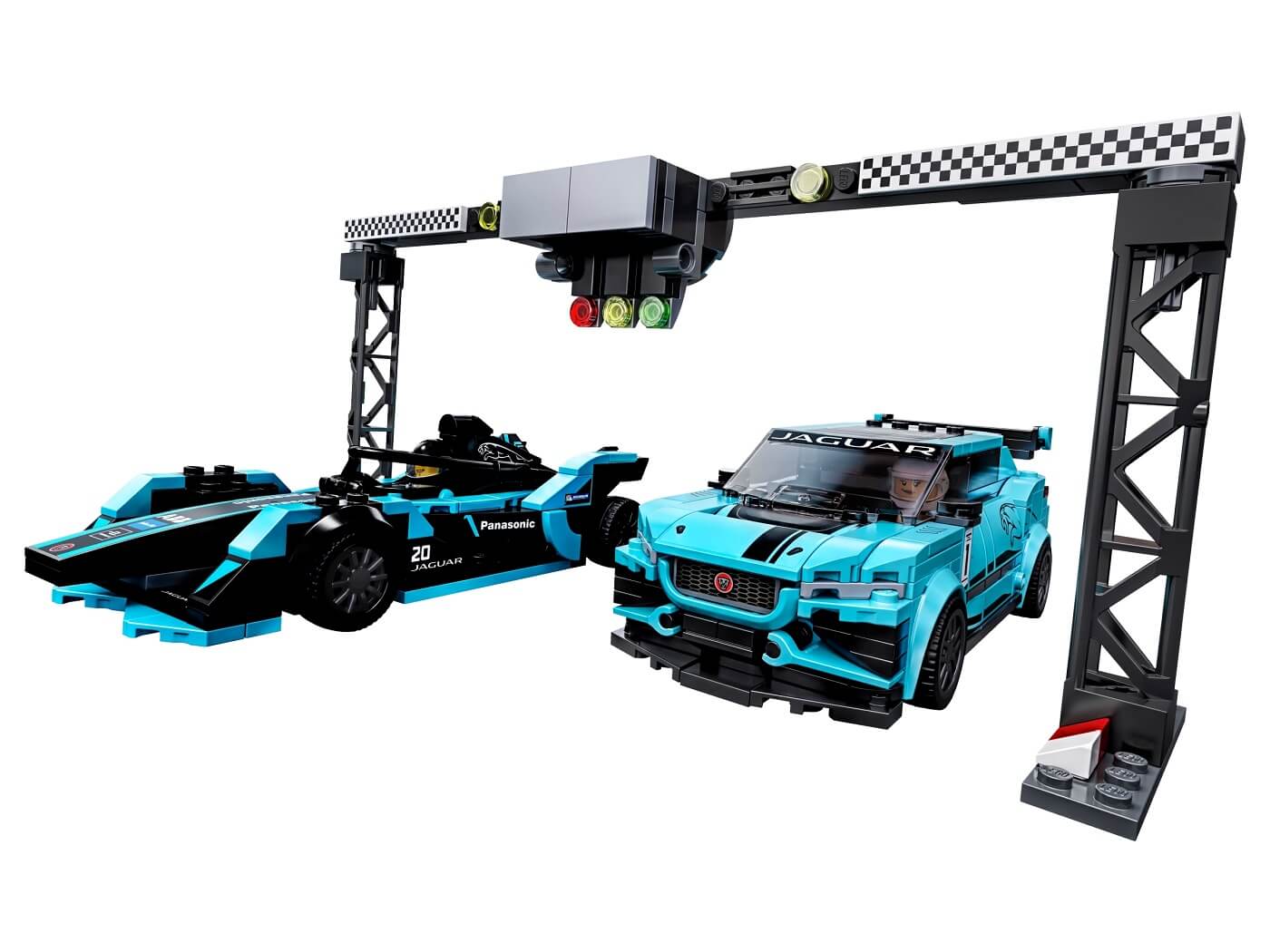 Formula E Panasonic Jaguar Racing GEN2 car and Jaguar I-PACE eTROPHY ( Lego 76898 ) imagen a