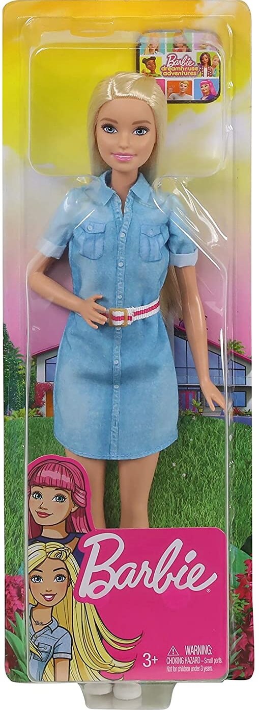 Barbie Dreamhouse Adventure rubia con vestido vaquero ( Mattel GHR58 ) imagen c