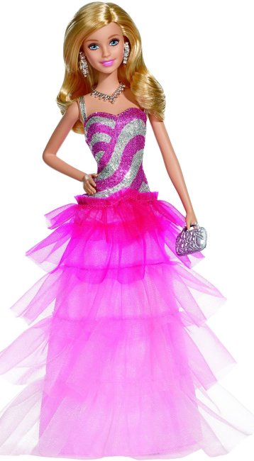 Barbie noche de gala vestido volantes ( Mattel BFW18 ) imagen a