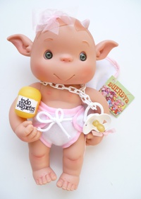 Duendy Niebla niña mantita rosa