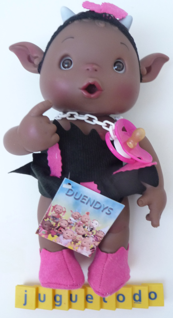 Duendy Gofry niña negrita vestido negro y rosa