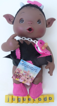 Duendy Gofry niña negrita vestido negro y rosa