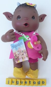 Duendy Gofry niña negrita vestido rosa