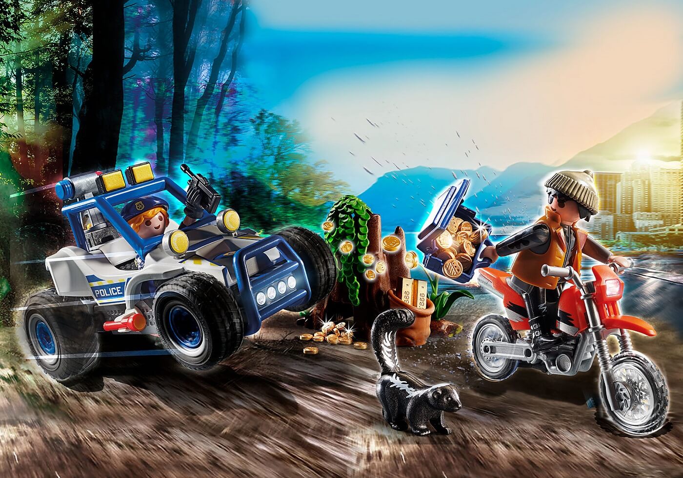 Vehiculo Todoterreno Policia Persecucion del ladron de tesoros ( Playmobil 70570 ) imagen a