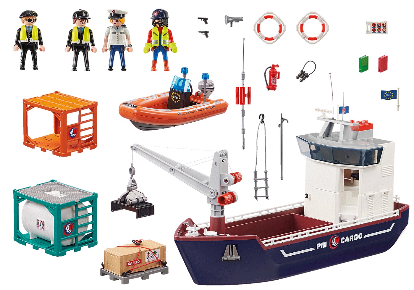 Gran Portacontenedor con Barco Aduanero ( Playmobil 70769 ) imagen b