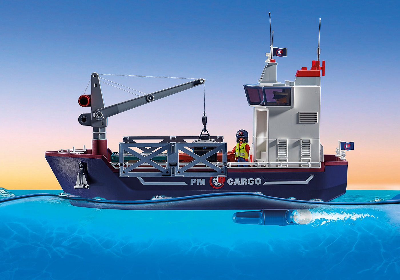 Gran Portacontenedor con Barco Aduanero ( Playmobil 70769 ) imagen c