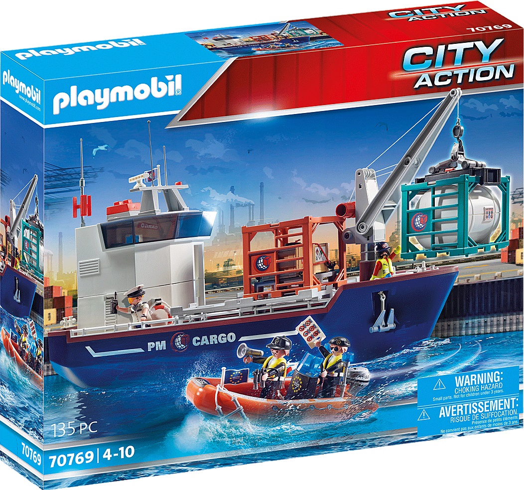 Gran Portacontenedor con Barco Aduanero ( Playmobil 70769 ) imagen i