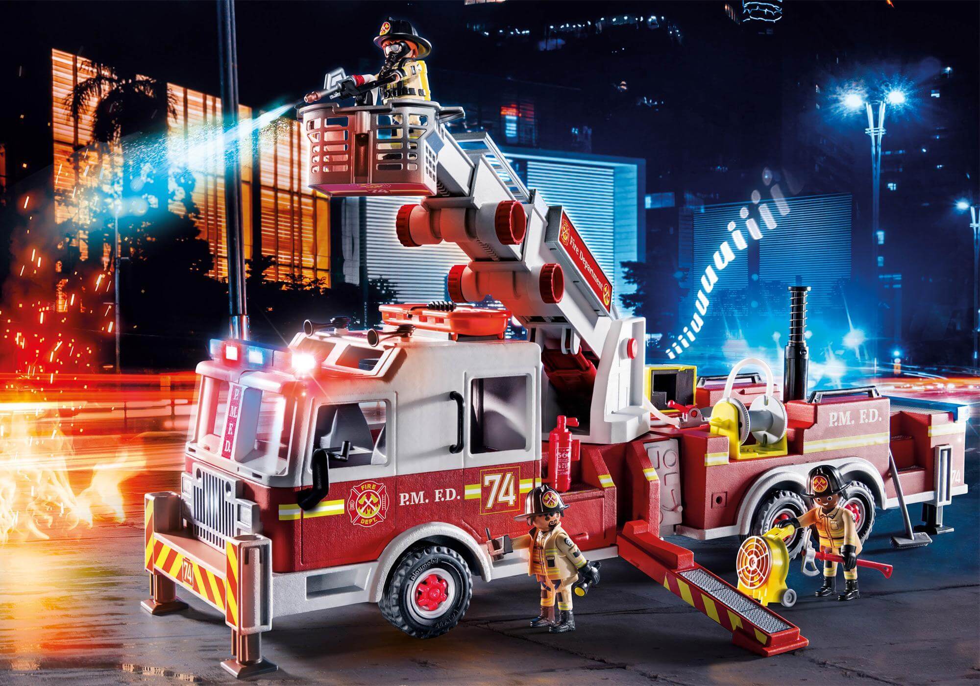 Vehiculo Bomberos US Tower Ladder ( Playmobil 70935 ) imagen a